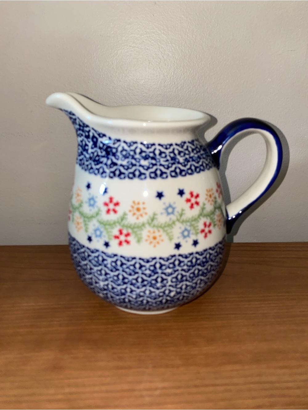 Polish Pottery Stoneware Boleslawiec 6” Pitcher Artist A. Kaszuba